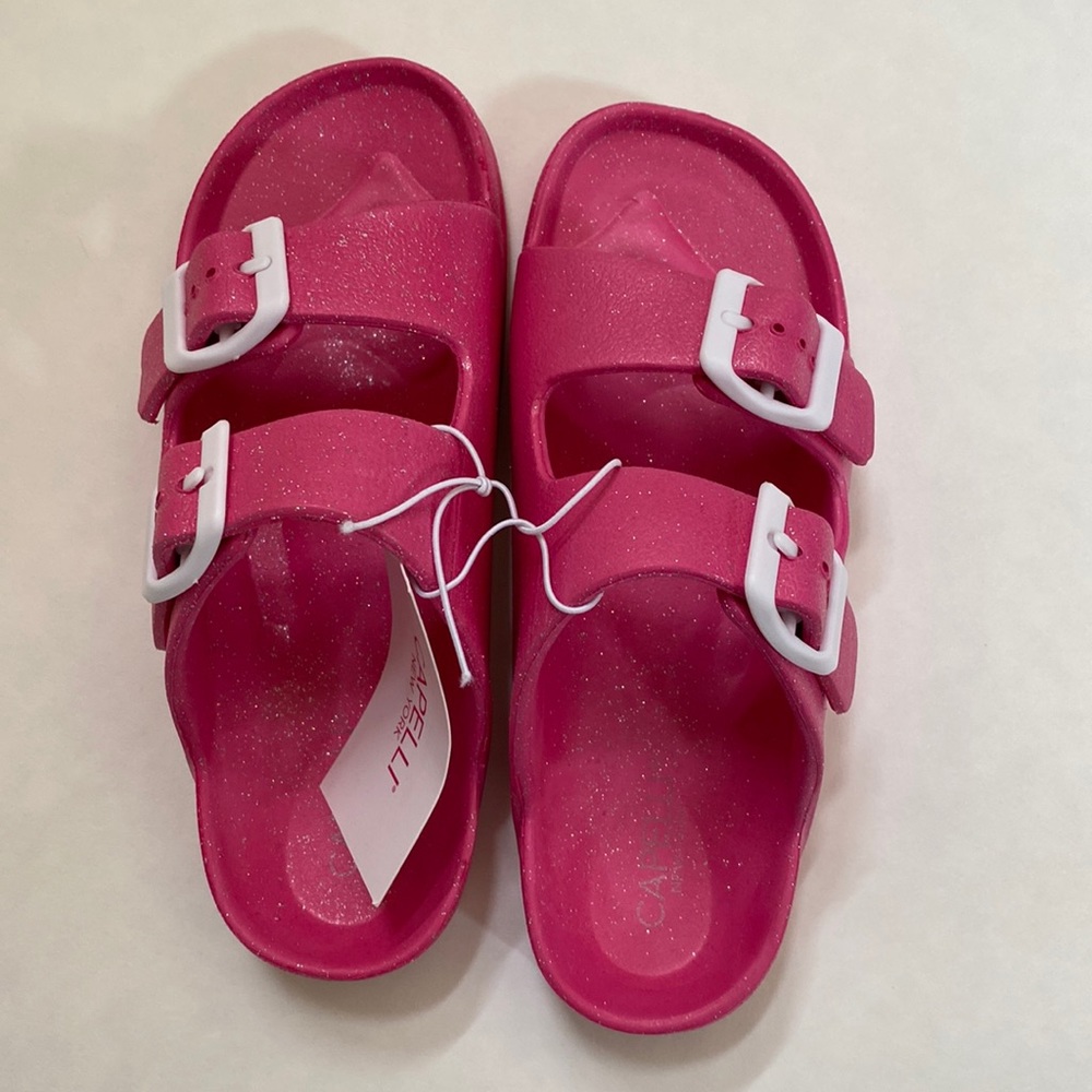 NWT Capellini New York Slip-on Girl’s Pink Glitter Sandals - Size 12/13